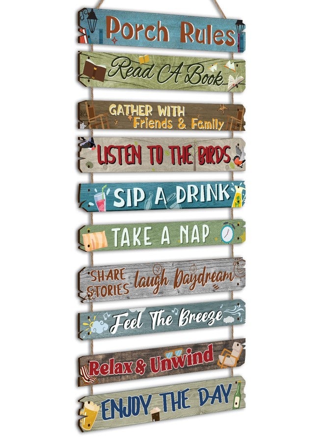 RattanView Outdoor Porch Rules Signs 11 x 23 Inches Wood Porch Decorative Signs Decor Outdoor Funny Plaque Decorations for Art Backyard Home Birthday Gift - Image 1